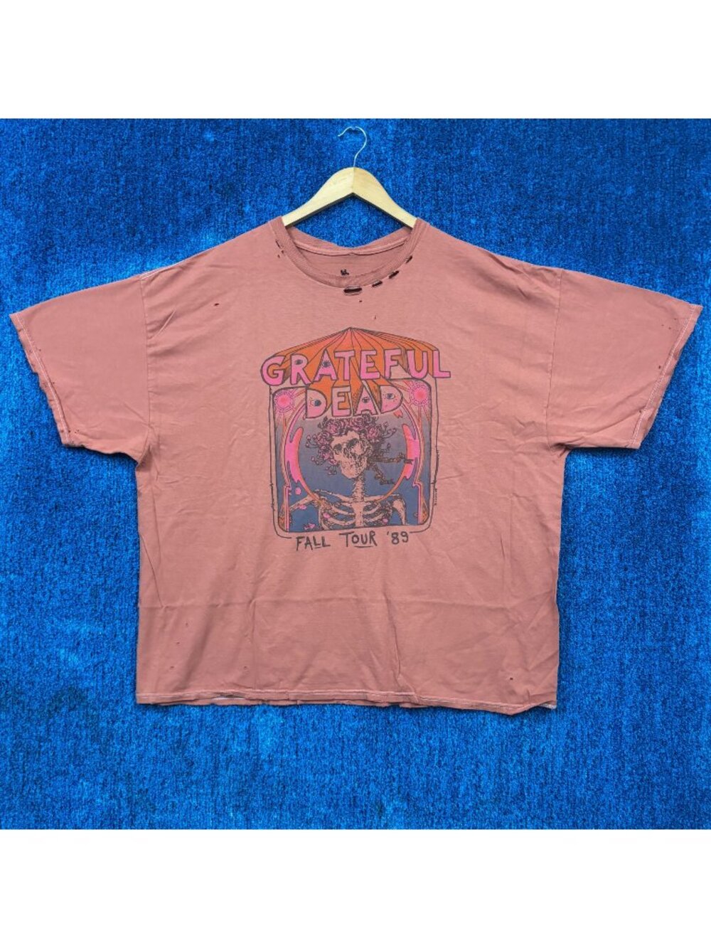 Grateful Dead Fall Tour 89 Rock Orange Distressed T-Shirt Size XXL